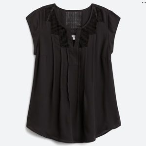 Daniel Rainn lace detail split neck blouse, black